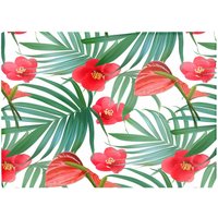 Warren Reed - Designer Tropical Flowers Palm Leaves Hawaiian Glass Chopping Board in Green