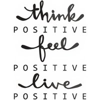 Warren Reed - Designer Think Positive Feel Positive Live Positive Glass Chopping Board in Black