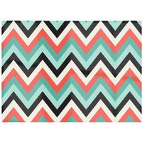 Warren Reed - Designer Geometric Colored Chevron Pattern Glass Chopping Board in Green