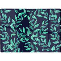 Warren Reed - Designer Delicate Green Foliage Glass Chopping Board in Blue