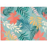Warren Reed - Designer Abstract Bright Colorful Tropical Leaves Glass Chopping Board in Blue