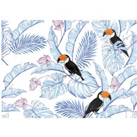 Warren Reed - Designer Tropical Toucan Glass Chopping Board in Blue
