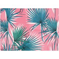 Warren Reed - Designer Pink Green Fan Palms Glass Chopping Board
