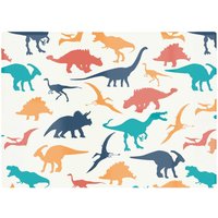 Warren Reed - Designer Multicoloured Dinosaurs Glass Chopping Board in Blue