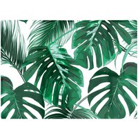 Warren Reed - Designer Tropical Jungle Leaf Pattern Glass Chopping Board in Green