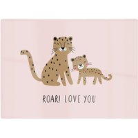 Warren Reed - Designer Roar Love You Glass Chopping Board in Pink