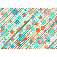 Warren Reed - Designer Retro Stripes & Circles Glass Chopping Board in Blue