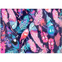 Warren Reed - Designer Beautiful Colourful Feathers Glass Chopping Board in Blue
