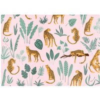 Warren Reed - Designer Hand Drawn Leopards Glass Chopping Board in Pink