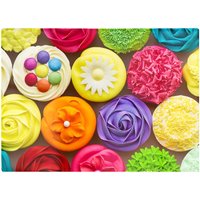 Warren Reed - Designer Bright Colourful Cupcakes Glass Chopping Board in Yellow