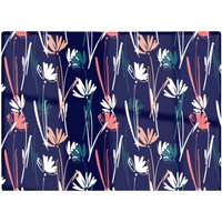 Warren Reed - Designer Hand Drawn Wild Flowers Glass Chopping Board in Blue