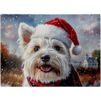 Warren Reed - Designer Christmas West Highland Terrier Glass Chopping Board