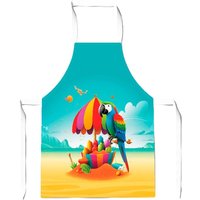 Warren Reed - Designer Parrot On A Beach Holiday Junior Apron in Yellow