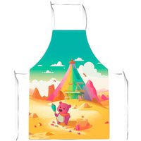 Warren Reed - Designer Purple Bear On A Beach Holiday Junior Apron in Yellow