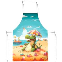 Warren Reed - Designer A Crocodile On A Beach Holiday Apron in Yellow
