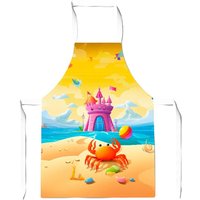 Warren Reed - Designer Orange Crab On A Beach Holiday Junior Apron in Yellow