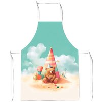Warren Reed - Designer A Bear On A Beach Holiday Junior Apron in Yellow