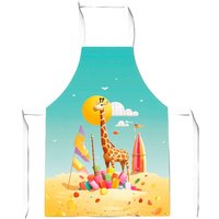 Warren Reed - Designer A Giraffe On A Beach Holiday Junior Apron in Yellow