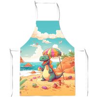 Warren Reed - Designer Dragon On A Beach Holiday Apron in Yellow