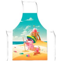 Warren Reed - Designer Piglet On A Beach Holiday Apron in Yellow