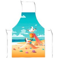 Warren Reed - Designer Seagulls On A Beach Holiday Junior Apron in Yellow