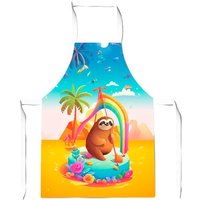 Warren Reed - Designer Sloth On A Beach Holiday Apron in Yellow