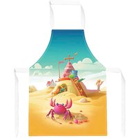 Warren Reed - Designer Pink Crab On A Beach Holiday Junior Apron in Yellow