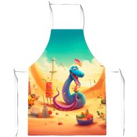 Warren Reed - Designer Snake On A Beach Holiday Junior Apron in Yellow