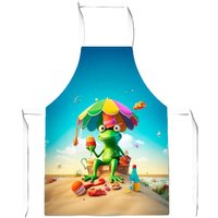 Warren Reed - Designer Frog On A Beach Holiday Junior Apron in Yellow
