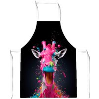 Warren Reed - Designer Splashart Giraffe Face Pink Junior Apron
