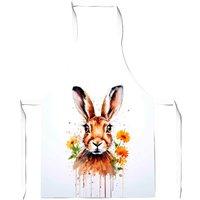 Warren Reed - Designer Watercolour Hare & Daisies Apron in Orange