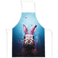 Warren Reed - Designer Rabbit Face Splashart Junior Apron in Blue