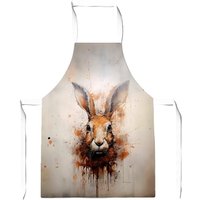 Warren Reed - Designer Watercolour Hare Face Apron in Brown