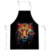 Warren Reed - Designer Splashart Leopard Face Junior Apron in Brown