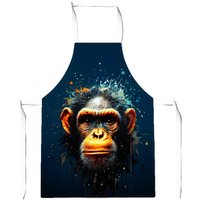 Warren Reed - Designer Splashart Realistic Monkey Face Apron in Brown