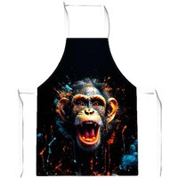 Warren Reed - Designer Monkey Face Splashart Junior Apron in Orange
