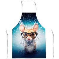 Warren Reed - Designer Splashart Doormouse With Glasses Apron in Blue