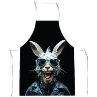Warren Reed - Designer Funky Rabbit Face With Glasses Junior Apron in Grey
