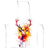 Warren Reed - Designer Watercolour Stag Face Junior Apron in Orange
