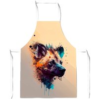 Warren Reed - Designer Hyena Face Splashart Light Background Apron in Brown
