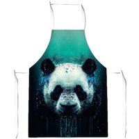 Warren Reed - Designer Panda Face Splashart Dark Background Junior Apron in Blue
