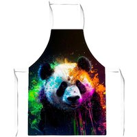 Warren Reed - Designer Panda Face Splashart Colourful Apron in Blue