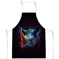 Warren Reed - Designer Rhino Face Splashart Apron in Grey