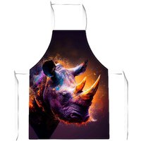 Warren Reed - Designer Golden Rhino Face Splashart Apron in Grey