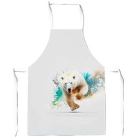 Warren Reed - Designer Charging Polar Bear Apron in White