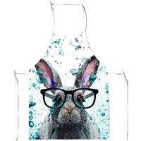 Warren Reed - Designer Rabbit With Glasses Splashart Apron in Grey