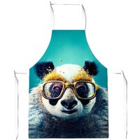 Warren Reed - Designer Panda With Golden Glasses Splashart Apron in Yellow