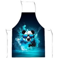 Warren Reed - Designer Panda With Glasses Splashart Water Apron in Blue