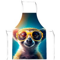 Warren Reed - Designer Meerkat With Glasses Splashart Apron in Yellow