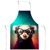 Warren Reed - Designer Ferret With Glasses Splashart Apron in Brown